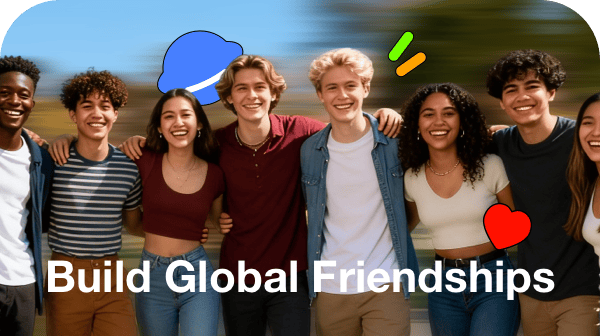 Group of diverse friends building global friendships